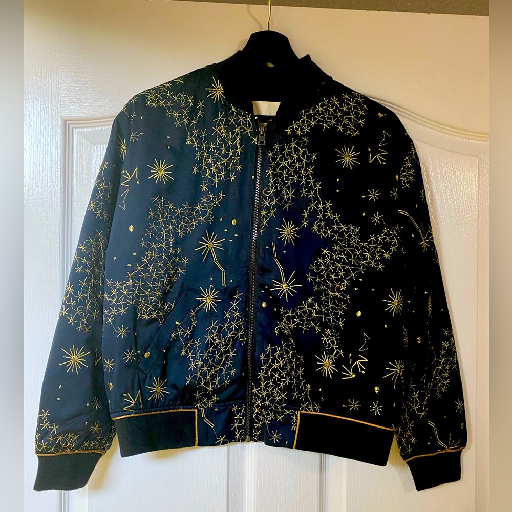 Starry Night Satin Bomber Jacket